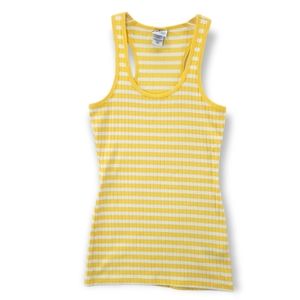 Piper & Blue Yellow & White Striped Racerback Tank Top Woman's S